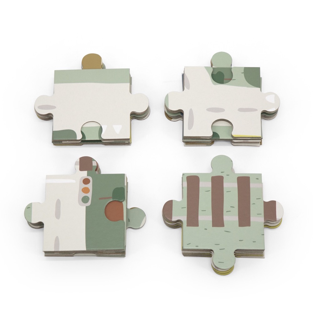 Wooden road puzzle with accessories
 